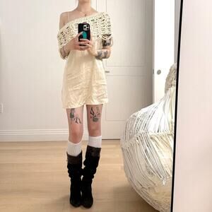 Cream crochet shawl so soft